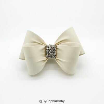 Ivory Bow Hair Clip Bow Hair Clip Toddler Hair Clip Girls Bow Hair Clip Big Bow Hair Clip Rhineston…