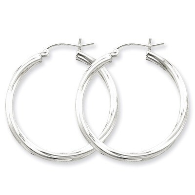 Twisted Hoop Earrings Sterling Silver Rhodium-plated QE4572, MPN: QE4572, 883957931852