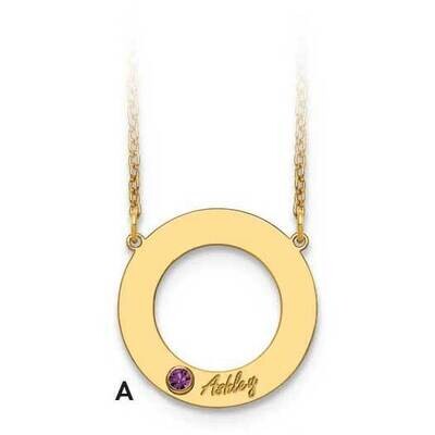 1 Name Cutout Circle Necklace with Birthstones Gold-plated  XNA880/1GP, MPN: XNA880/1GP,