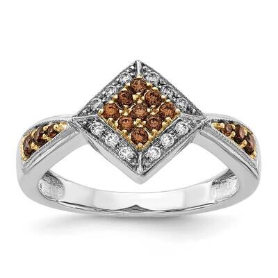 Yellow Rhodium White &amp; Champagne Diamond Ring 14k White Gold RM5699-CH-033-WA, MPN: RM5699-CH-033-W…