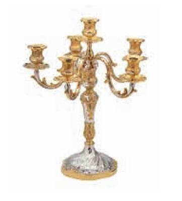 Ercuis Regence Candelabra 6 Lights 16.5 Inch Sterling Silver Gold Accents F306005306, MPN: F3060053…