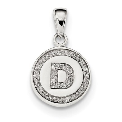 Letter D Circle Pendant Sterling Silver Glitter Enamel  QC9180D, MPN: QC9180D, 886774048567