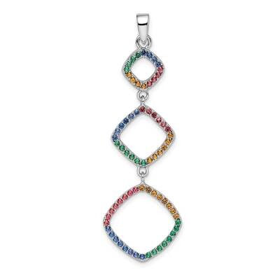 Multi-Color Nano Crystal Pendant Sterling Silver Rhodium-Plated QP5457, MPN: QP5457,