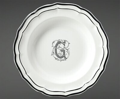 Gien Filet Midnight Monogram Rim Soup E 2029ACRE22, MPN: 2029ACRE22, 840769040035