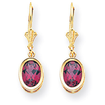 8x6mm Oval Rhodolite Garnet Leverback Earrings 14k Gold XLB107RG, MPN: XLB107RG, 883957119212