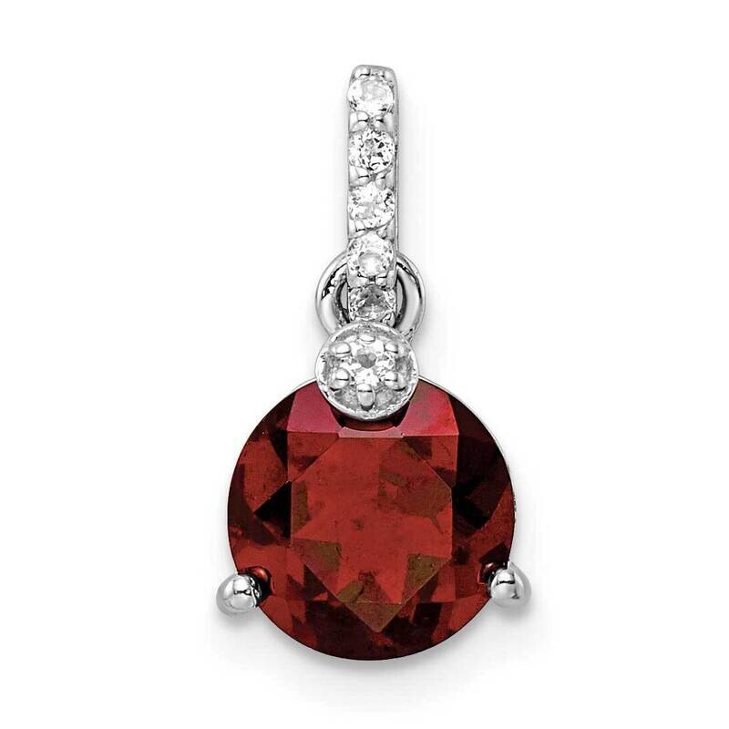 Circle 2.08T.W. Garnet White Topaz Pendant Sterling Silver Rhodium-Plated QP5710GA, MPN: QP5710GA,