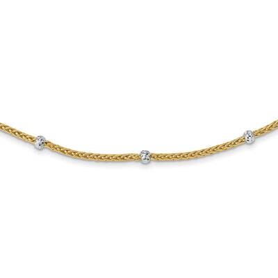 White Rhodium Polished Diamond-Cut Beaded Wheat Necklace 18 Inch 14k Gold SF2847-18, MPN: SF2847-18…