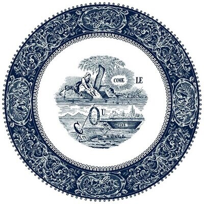 Gien Les Depareillees Blue Dinner Plate Rebus 1849AEX550, MPN: 1849AEX550, 3660838011349