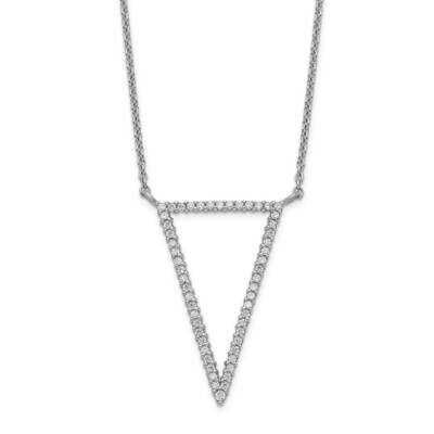 Triangle Necklace Sterling Silver CZ Diamond QG5511-18, MPN: QG5511-18, 886774118406