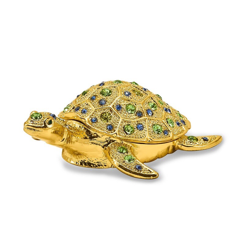 Golden Sea Turtle Trinket Box Enamel on Pewter by Jere, MPN: BJ2044, 191101594830