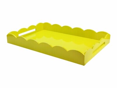 Addison Ross Yellow Scalloped Edge Tray 17 x 13 Inch Lacquer TR3504, MPN: TR3504, UPC/EAN: 50240431…