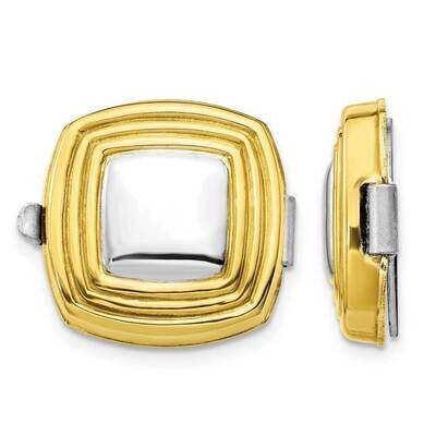 Gold-plated Set/2 Square Button Covers Sterling Silver Rhodium-plated QQ619, MPN: QQ619, 8867740162…