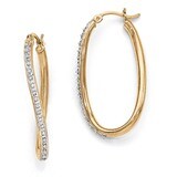 Mystique Oval Twist Hoop Earrings Sterling Silver &amp; Gold-plated with Diamonds QDF109, MPN: QDF109, …