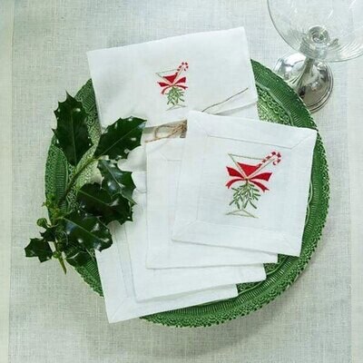 Crown Christmas Cosmo Cocktail Napkin Set White C186