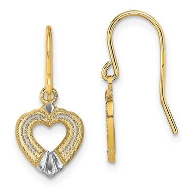 Heart Shepherd Hook Earrings 14k Gold &amp; White Rhodium Polished TF1887, MPN: TF1887, 637218148509