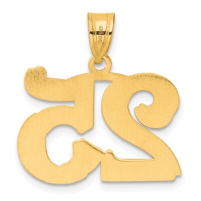 Number 25 Pendant 14k Gold Polished Etched AEN25, MPN: AEN25, 196904077047
