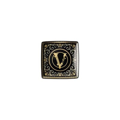 Versace Virtus Gala Black Canape Dish 4 3/4 Inch Square, MPN: 11940-403729-15253, 790955174139