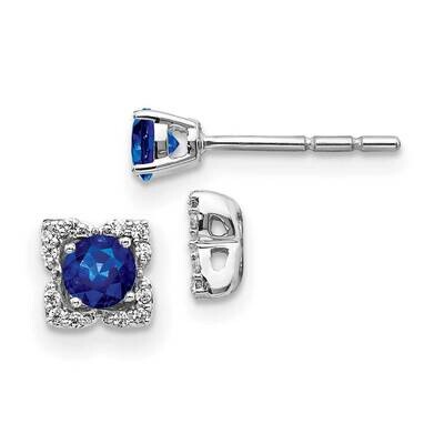 Sapphire Earrings 14k White Gold Diamond EM4022-SA-010-WA, MPN: EM4022-SA-010-WA, 191101837005