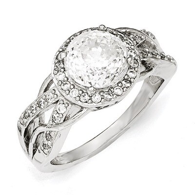 CZ 100-Facet Fancy Ring Sterling Silver QCM1362-6