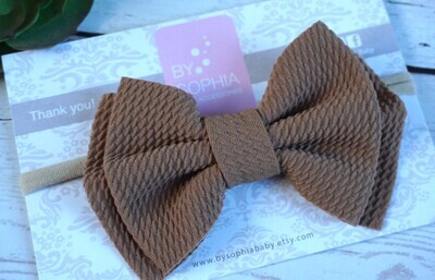 TAN Brown Bow baby headband Set fall Baby Nylon Headband Small Bows Baby Bows Newborn headbands Nyl…