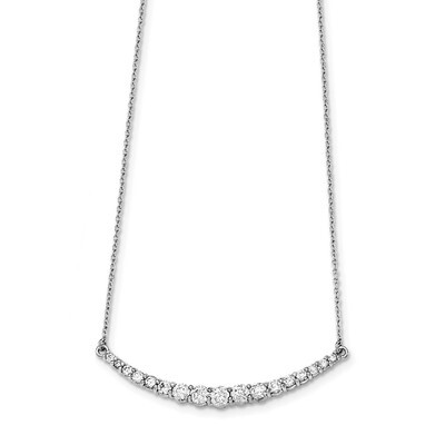 CZ with 2In Ext. Bar Necklace Sterling Silver Rhodium-plated QG3648-16, MPN: QG3648-16, 886774258652