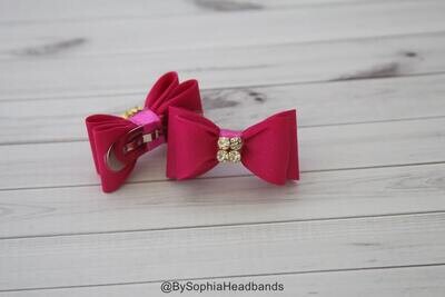 Hot Pink Baby Bow Hair Clip Bow Hair Clip Pink Hair Clip Rhinestone Hair Clip Girl Hair Clip Baby H…