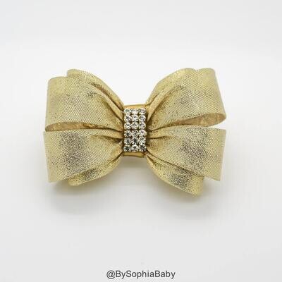Gold Bow Hair Clip Girls Bow Bow Hair Clip Wedding Hair Clip Gold Bow Toddler Hair Clip Rhinestone …