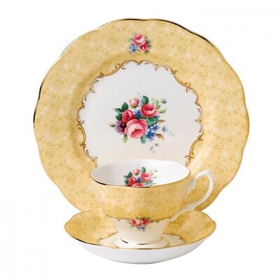 Royal Albert 100 Years 1990 3-Piece Set Teacup Saucer &amp; Plate 8 Inch Bouquet 40017539, MPN: 4001753…