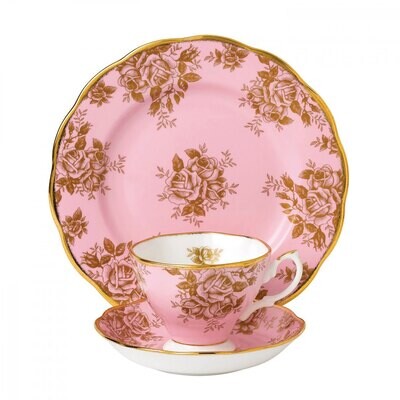 Royal Albert 100 Years 1960 3-Piece Set Teacup Saucer &amp; Plate 8 Inch Golden Rose 40017590, MPN: 400…