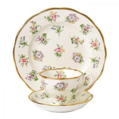 Royal Albert 100 Years 1920 3-Piece Set Teacup Saucer &amp; Plate 8 Inch Spring Meadow 40017588, MPN: 4…