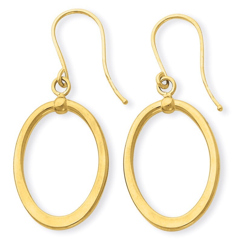 Polished Tapered Flat Oval Dangle Earrings 14k Gold PRE451