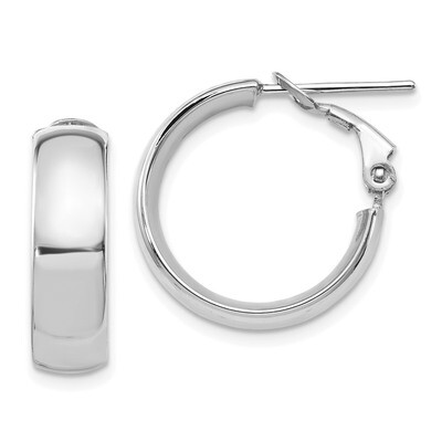 Leslie&#39;s Diamond-cut6mm High Polished Omega Back Hoop Earrings 14k White Gold HB-LE1889W, MPN: LE18…