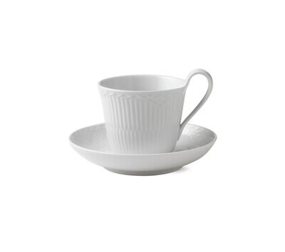 Royal Copenhagen White Fluted Half Lace High Handle Cup &amp; Saucer 8.5Oz 1017278, MPN: 1017278, 57051…