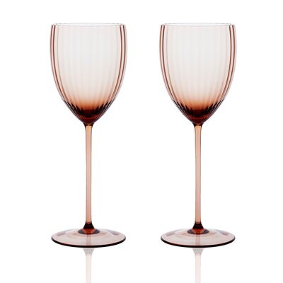 Caskata Quinn Optic White Wine Glasses Set of 2 Amber GL-OWWIN-200, MPN: GL-OWWIN-200, 817325011860