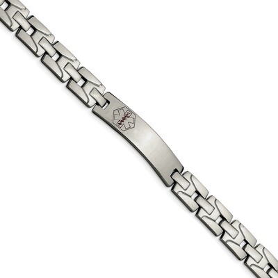 Red Enamel 8 Inch Medical Bracelet Stainless Steel Brushed and Polished SRB552-8 by Chisel, MPN: SR…