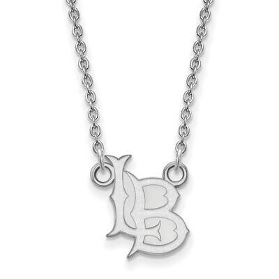 California State University Long Beach Small Pendant with Neck Sterling Silver Rhodium-plated SS004…