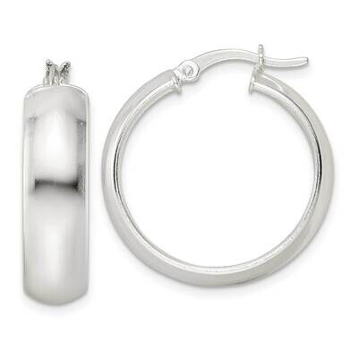 7x25mm Hoop Earrings Sterling Silver Polished QE15862, MPN: QE15862, 196904152263