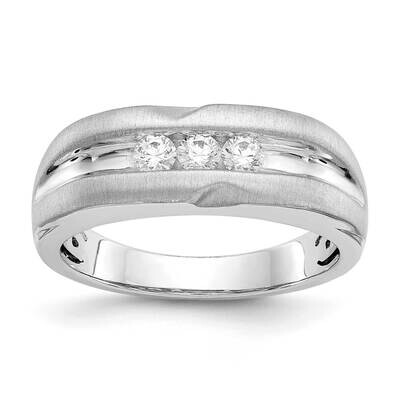 Diamond Vs/Si, D E F, Brushed/Polished Men&#39;s Band 14k White Gold True Origin Lab Grown RM3550-033-W…