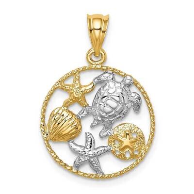 Polished Sealife Pendant 14k Gold &amp; White Rhodium D4505, MPN: D4505, 883957767758