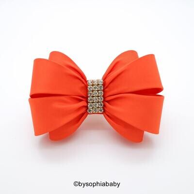 Orange Bow Hair Clip Girls Bow Red Bow Hair Clip Wedding Hair Clip Toddler Hair Clip Rhinestone Bow…