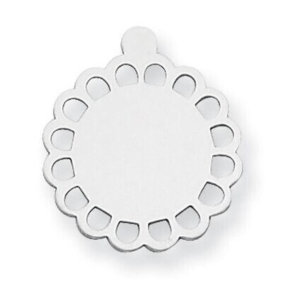Open Round Scalloped Shape with Eyelet Stamping Sterling Silver Rhodium-plated SS1286, MPN: SS1286,