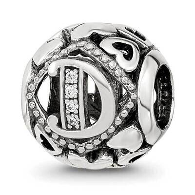 CZ Letter D Bead Sterling Silver QRS4097, MPN: QRS4097,