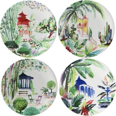 Gien Jardins Extraordinaires Dessert Plates Assorted 1825B4AD02, MPN: 1825B4AD02, 840769037646