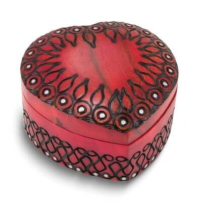 Red Heart Carved and Painted Wooden Keepsake Box GM25152, MPN: GM25152,