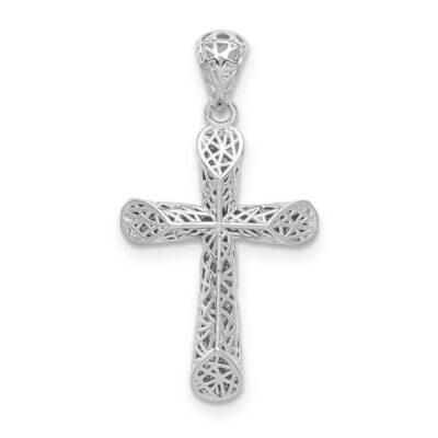 Polished Angled Edge Hollow Cross Pendant Sterling Silver Rhodium-plated QC9369, MPN: QC9369, 88677…