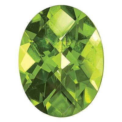 Peridot 6X4mm Oval Checkerboard AA Quality Gemstone PE-0604-OVX-AA, MPN: PE-0604-OVX-AA,