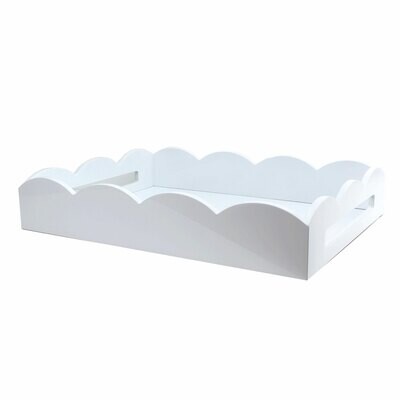 Addison Ross White Scalloped Edge Tray 17 x 13 Inch Lacquer TR3500, MPN: TR3500, UPC/EAN: 502404319…