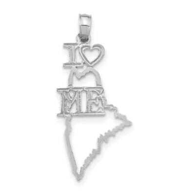 Maine State Pendant 14k White Gold Solid D1167W, MPN: D1167W,