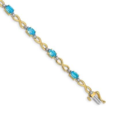 Blue Topaz &amp; Diamond Bracelet 14k Gold BM4494-BT-003-YA, MPN: BM4494-BT-003-YA, 643905152414