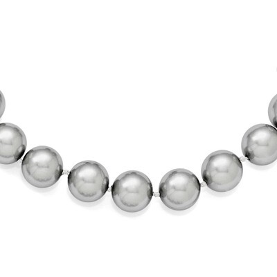 12-13Mm Grey Shell Bead Necklace Sterling Silver QMJN12G-18, MPN: QMJN12G-18, 886774294346